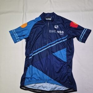 Bike HSS Backroads Men Small full Zip Short Sleeve Blue Cycling Bike Jersey